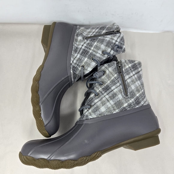 Sperry Top-sider Womens Saltwater Plaid Wool Blend Duck Boots Sz 9.5 Waterproof - Picture 5 of 16